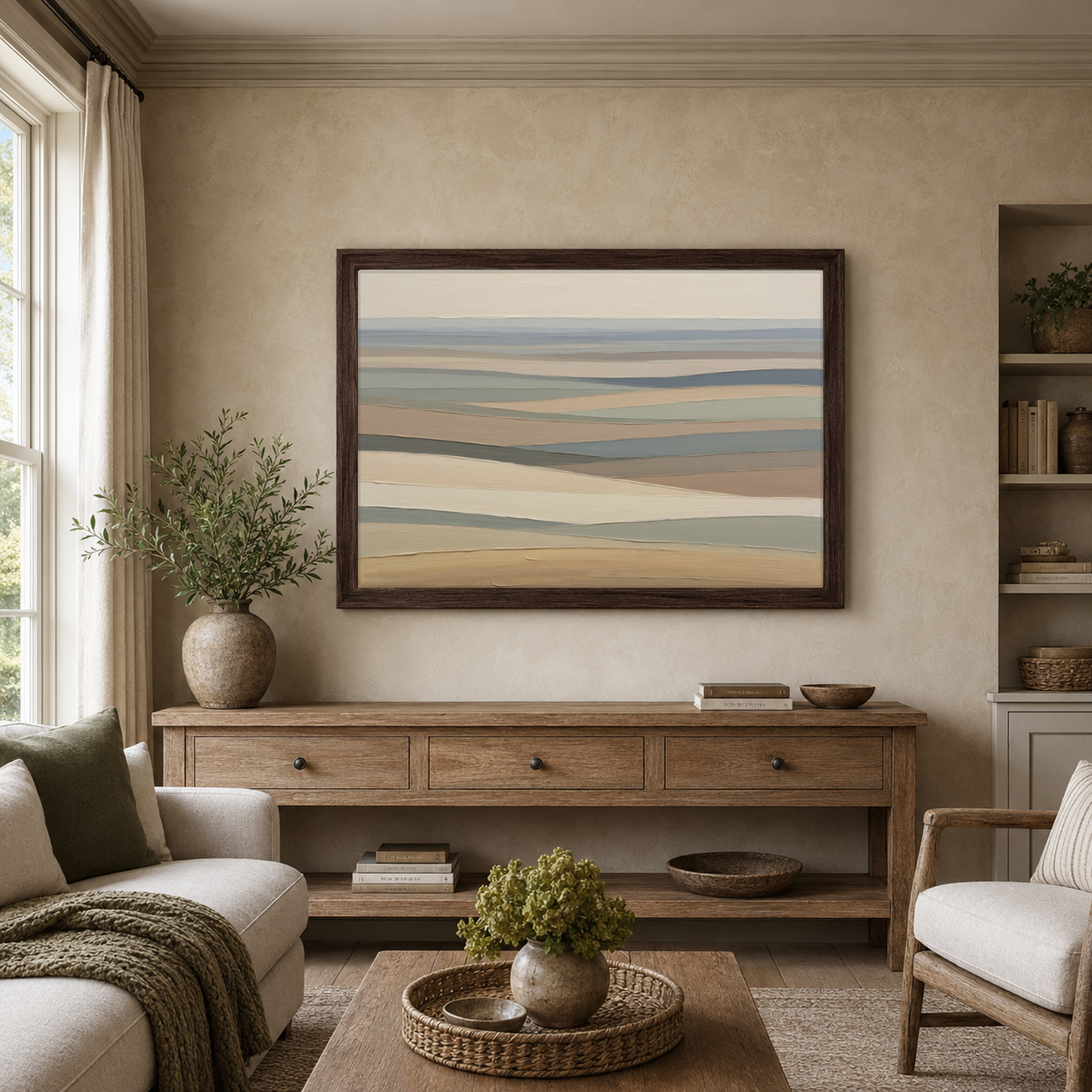 Undulating Field Bands Abstract Printable Wall Art